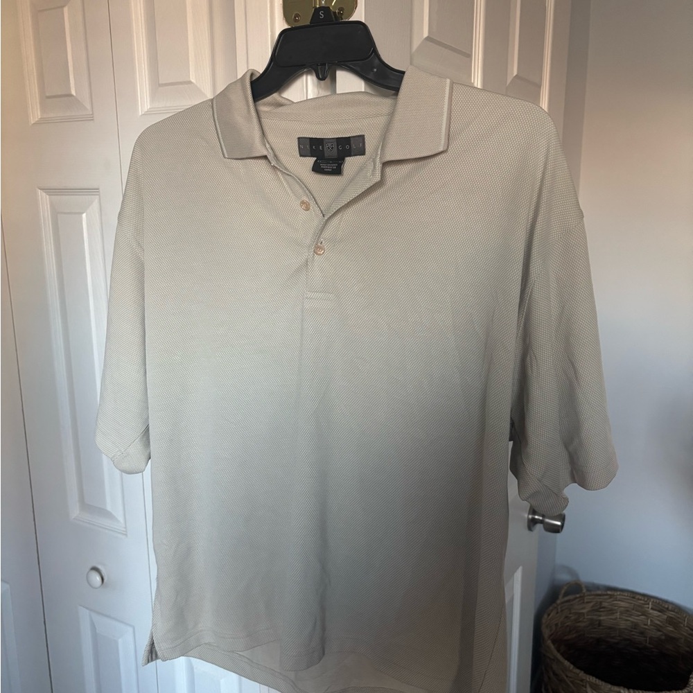 Nike Men's Light Tan Polo Shirt early 2000s